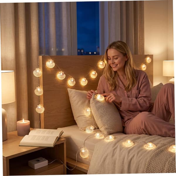 Snäckskal, 20 LED snäckformade ljusslingor, batteridrivna sommarljusslingor, 3m