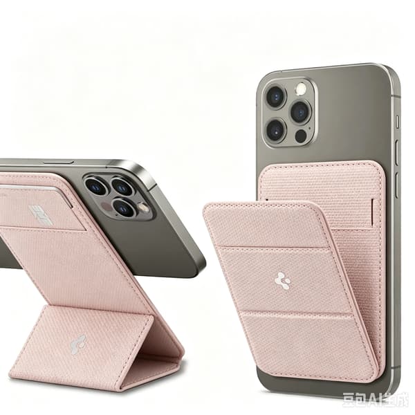 MagSafe Magnetisk Plånboksställ, Telefonkortshållare med Vikbart Ställ, Kompatibel med iPhone, ID- & Kortförvaring Pink