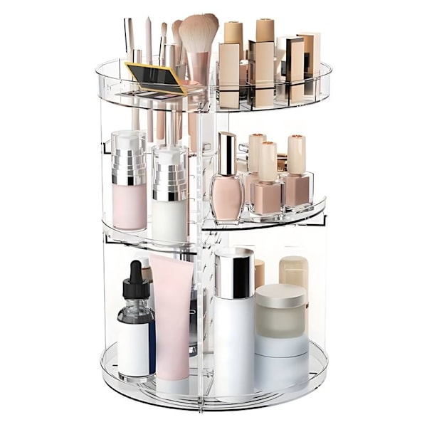 UNIQ 360-graders Roterende Makeup Opbevarings Organizer – Opbevaringsløsning i Klar Farve