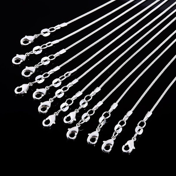 12 st Silverpläterade 1,2 mm Ormkedjor: 45 cm Kedjor med Karbinhake för Smyckestillverkning