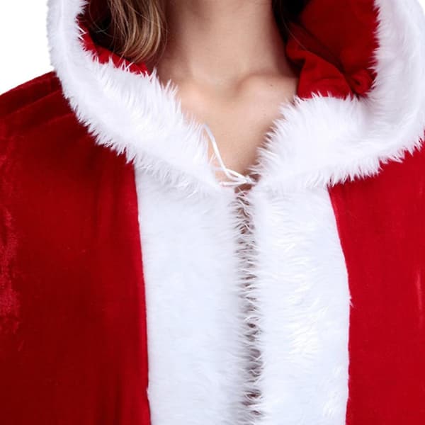 Julenissens kappe - Rød hettekappe for julebord Cosplay (1,5 m)