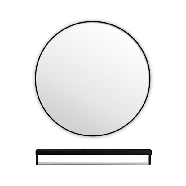 vidaXL Väggspegel Svart Ø 60 cm Rund Svart