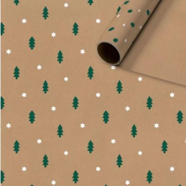 Rullar med återvunnet julpapper | Miljövänligt festligt kraftpapper 3 x 3 m