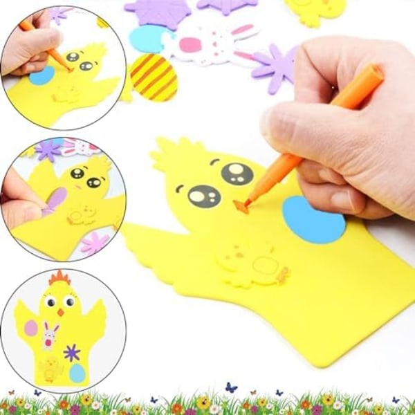 Zkaoai Påskägg DIY Set 19 Delar - Skumgummi & Filt för Kreativa Hantverk med Barn a -