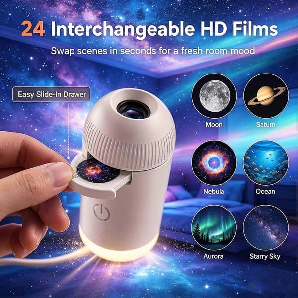 2026 Ny HD Smart Dynamisk 5D Holografisk Nattlysprojektor, Plug and Play