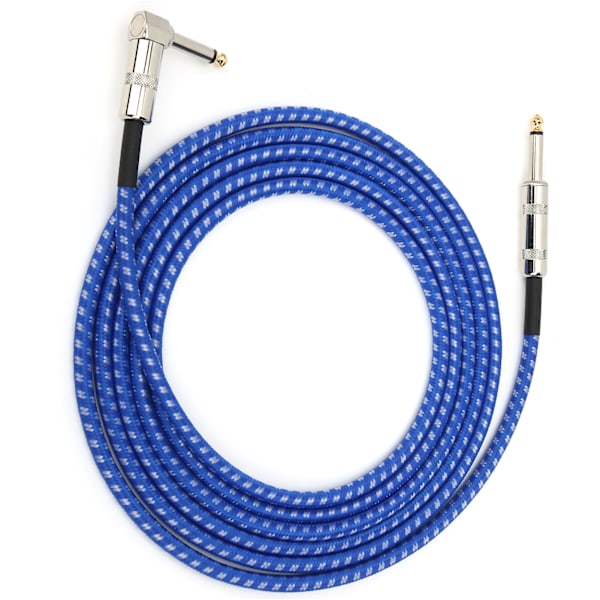 6,35 mm Guitar Audio Kabel Mikrofon Støjreducerende Tilslutningskabel Musikinstrument 3 Meter Blå og Hvid