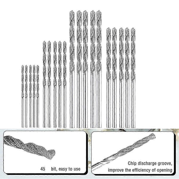 Diamantborrsats 20 Delar 4 Storlekar 1mm 1.5mm 2mm 2.5mm Twist Tip Smycken Strand Havsglas Snäckor Ädelstenar Lapidariska [DB]