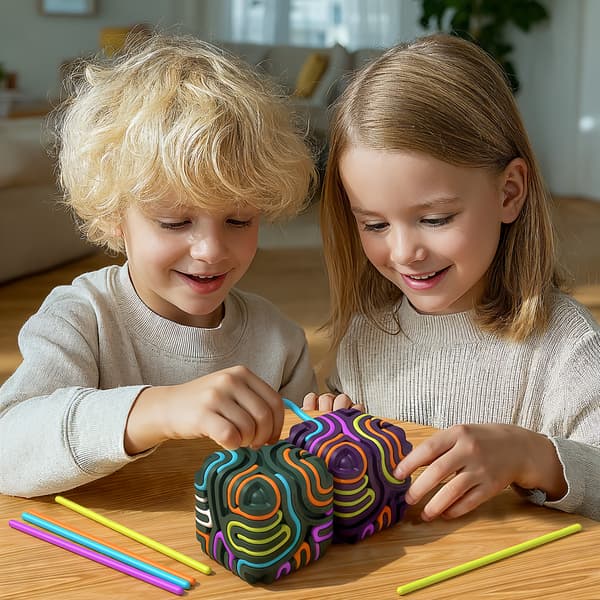 3D Sensorisk Aktivitetsbräda – Stresslindrande Leksak i Silikon med Remmar för Barn 1Pc【Red】