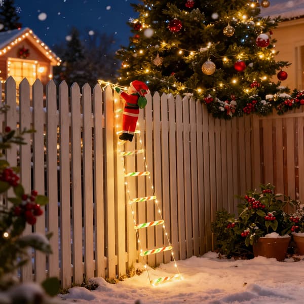 Julenisse Stigelys, egnet for juleborddekorasjon, julebelysningsdekorasjon, hagedekorasjon Warm White 6 ladders