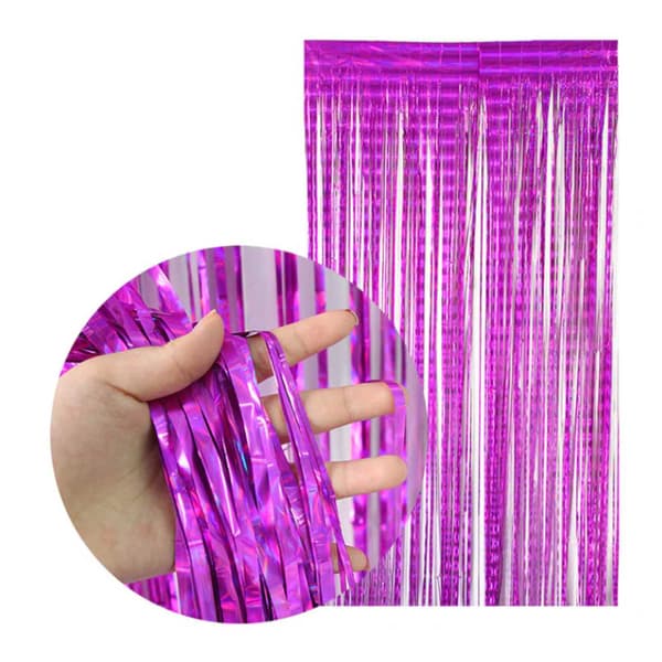 Glitter Draperi Metallisk Pink 3-pak til fødselsdagsfester Pink{F3} pink