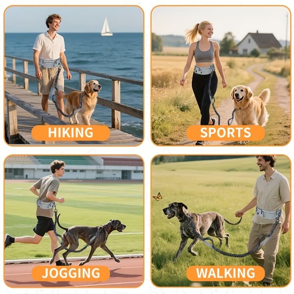 AIRUIDOG Handsfree hundkoppel med justerbart infällbart koppel för löpning, reflekterande säkerhet, jogging, utomhus, husdjurstillbehör Pink One-size