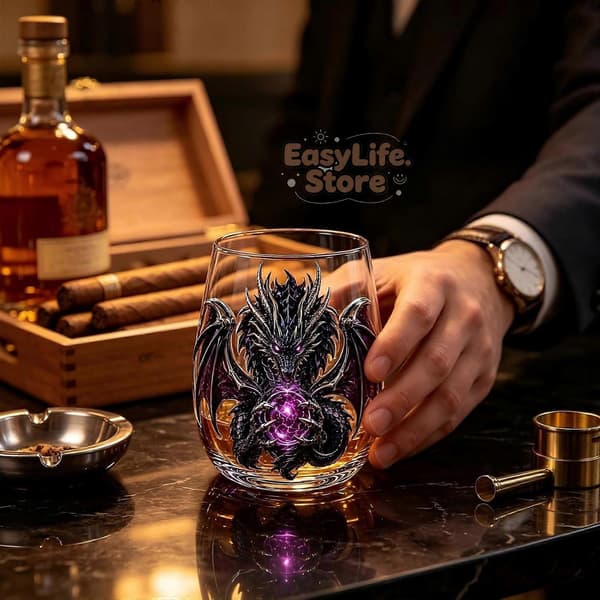 Mytisk Drakglas Konstkopp Whiskyglas, Skulpterat Drakdryckesglas för Bardekorationspresent E