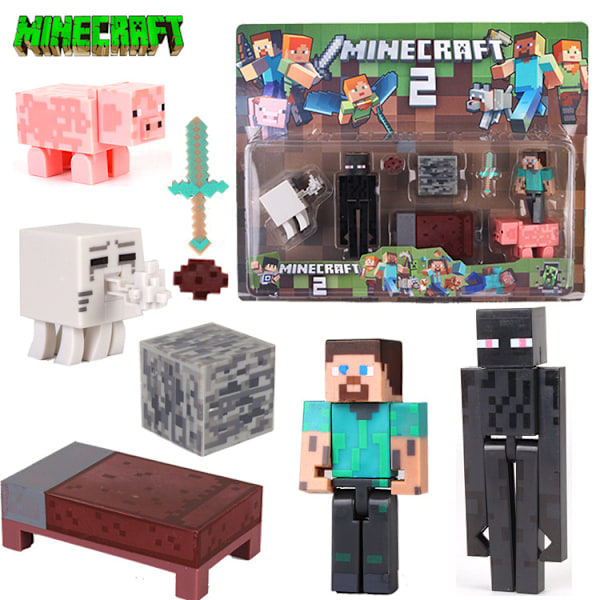 Mine verden byggeklodser minifigur rustning Steve dukke model omgivende kage ornamenter håndlavede blind box legetøj Enderman suit (7 cm)