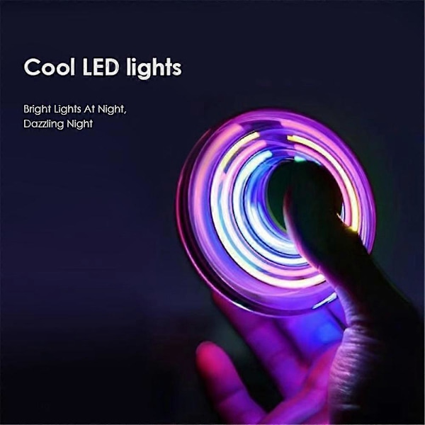 LED UFO Typ Mini Drönare Flygande Helikopter Spinner Fingertoppsflygning Gyro Drönare Flygplan Leksak Vuxen Barn Gåva Black