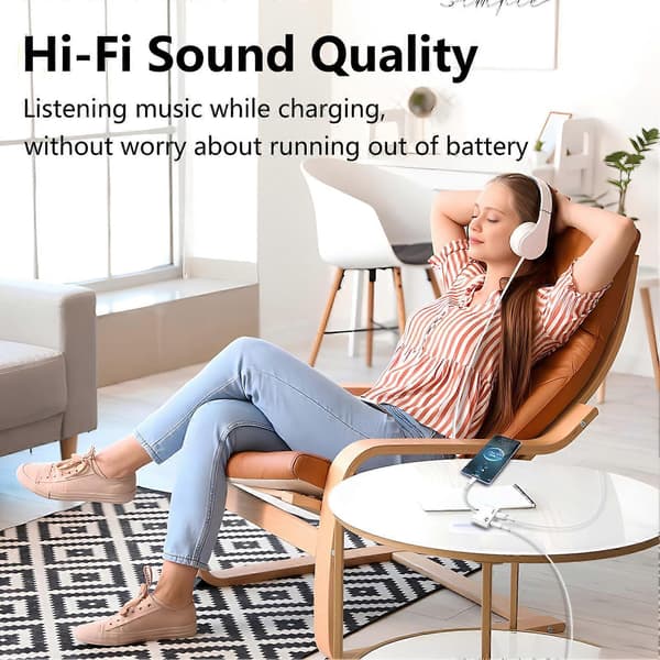 USB-C til 3,5 mm hodetelefon- og laderadapter 2-pakning, 2-i-1 USB-C til Aux-kontakt dongelkabel med PD-hurtiglading