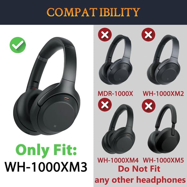 Øreputer til Sony WH-1000XM3 erstatningsøreputer i skinn, champagnegull