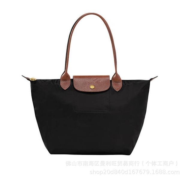 Ny Longchamp Le Pliage Tote Reseaxelväska Nylon Stor & liten Svart Black Black L