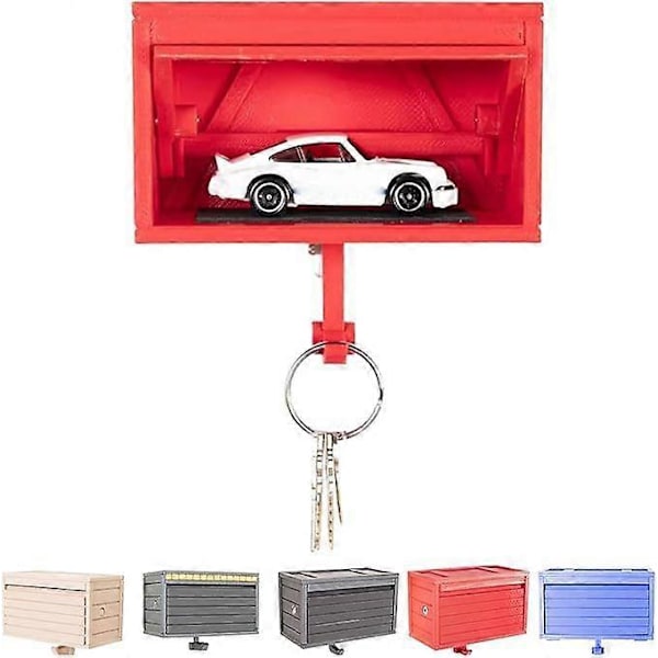 Retro Autotalli Avaimenpidike Automaattisesti Avautuvalla Ovella, Luova Itsekiinnittyvä Avaimenripustin Kodin Säilytystyökalu Seinäripustin red