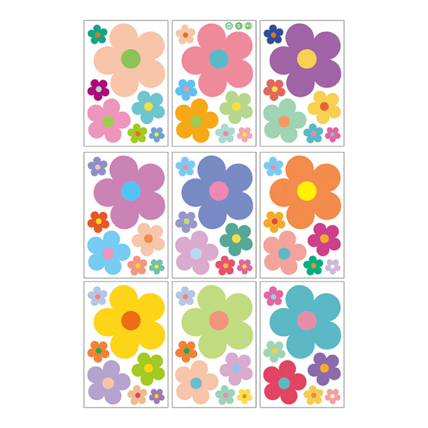 Värikkäät pienten kukan seinätarrat lastenhuoneeseen, sängynpäädyn asetteluun, vaatekaappiin, päiväkodin luokan asetteluun