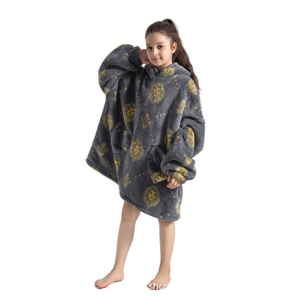 Flanellfilt för barn, 75 cm, varm tröja för kalla dagar – Grått lejon Grey Lion