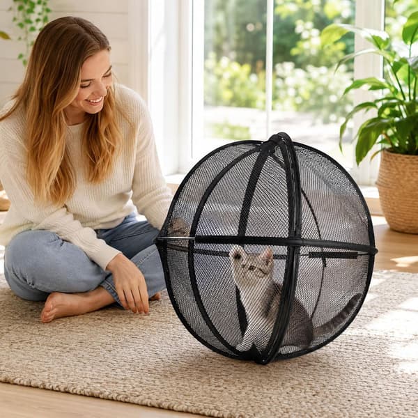 27-tommer udendørs katte-løbegård, foldbart åndbart net-indhegning til katte
