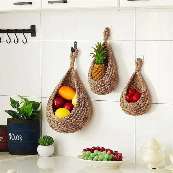 Fruktkorg för köksvägg, vävd korg, köksförvaring - Perfet