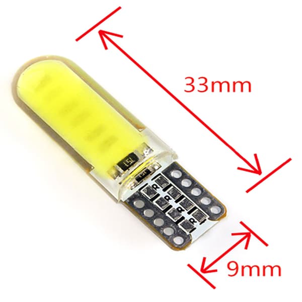 10 stk. T10 12V W5W LED bilinteriør COB Wedge Dome Light Bu