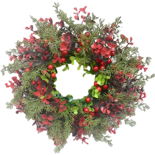 Julekrans, dørkrans, utendørs jul, 35 cm, julekrans, kunstige kranser for ytterdøren, feriehjemdekorasjon