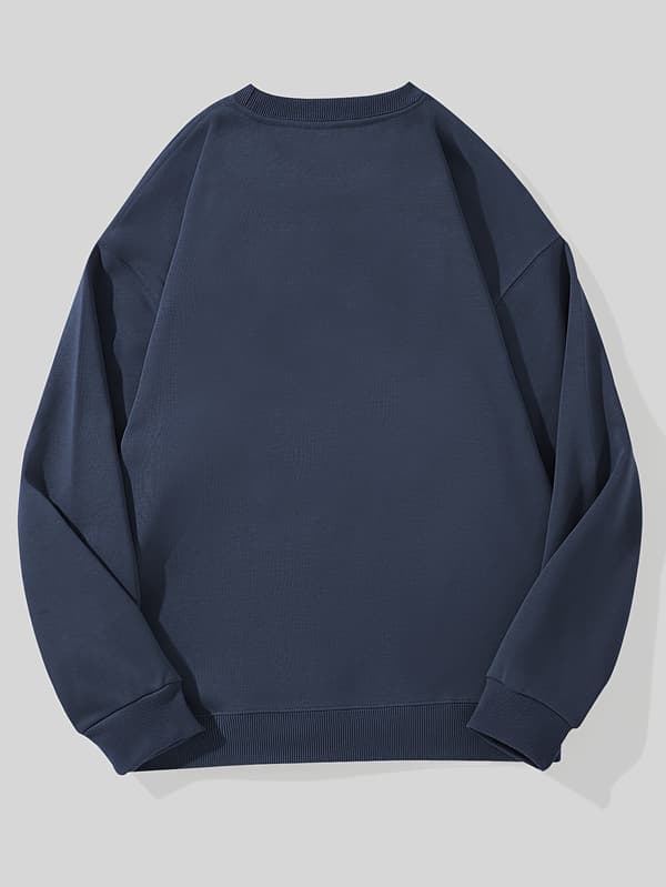 THINGER STRANGS grafisk sweatshirt med rund hals til mænd Navy Blue XL