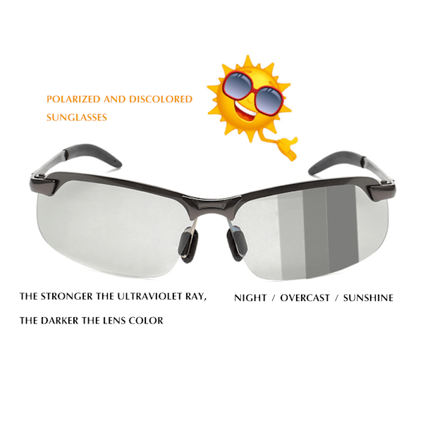 Väriä vaihtavat aurinkolasit ulkoiluun, pyöräilyyn, saareiluun gun frame - color gray