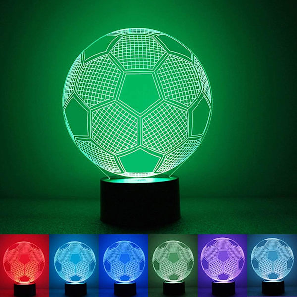 Cara 3D Illusion Fodboldlamper Lampe Fodbold Natlamper fo