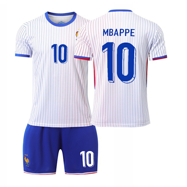 24-25 Europacup Frankrig hjemmebanesæt og udebanesæt nr. 10 Mbappe landshold fodboldtrøje børnetrøje 24/25 Frankrig hjemme nummer 10 + sokker 24/25 France home number 10 + socks 22