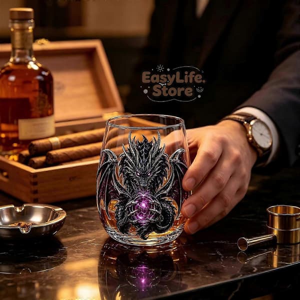 Mytisk Drakglas Konstkopp Whiskyglas, Skulpterat Drakdryckesglas för Bardekorationspresent E