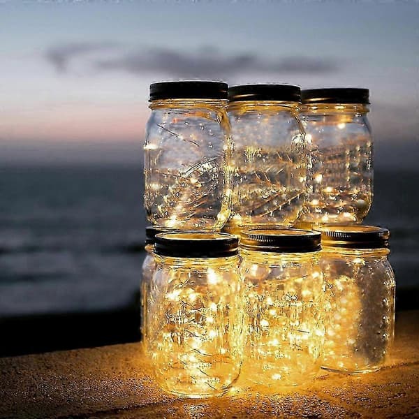Utomhus Solglas Mason Jar med Inbyggd Solpanel och LED-lampor för Belysning
