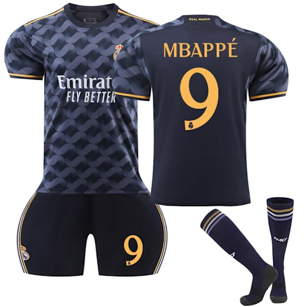 23-24 Real Madrid Børneudebanefodboldtrøje nr. 9 Mbappe