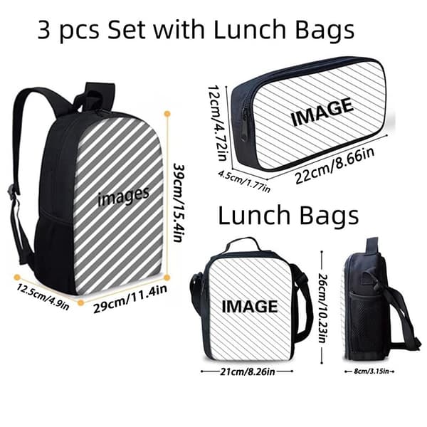 GAMEOVERSE Ryggsäcksset, Skolväska med Lunchväska & Pennfodral, Tecknad Studentryggsäck Samling**Mönster 7 Pattern 7