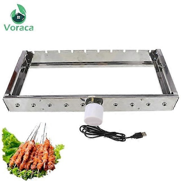 Automatiska Grillspett i Rostfritt Stål för Utomhusbruk med 10 BBQ-dekaler, Justerbar Bredd, BBQ Spett Rullverktyg [db] Barbecue grill
