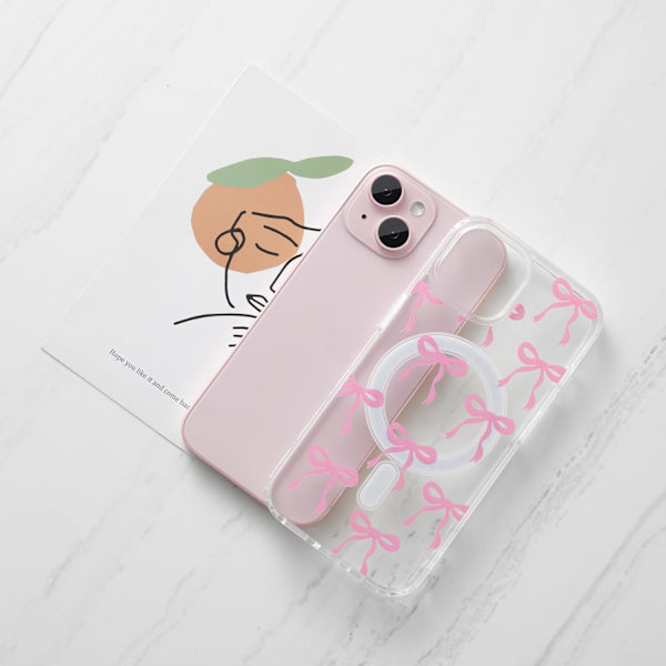 UEEBAI Magnetiskt skal för iPhone 16 Pro Max, Rosettskal Kompatibelt Telefonskal Anti-Gulnande Stötsäkert Skyddsskal för Kvinnor - Rosa