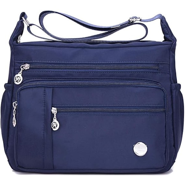 Skulderveske for kvinner, multifunksjonell veske, messenger bag for kvinner, moteveske, messenger bag med topphåndtak, blå