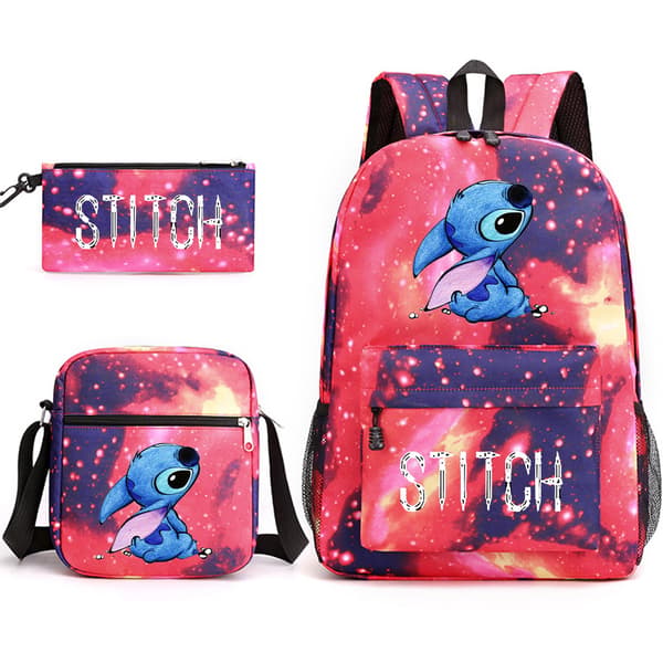 Lilo & Stitch Rygsæksæt Skoletaske. .- Perfekt star red