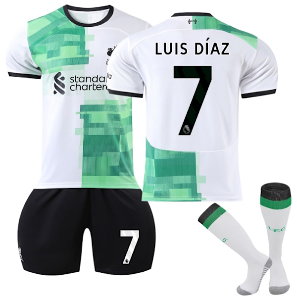 2023-2024 Liverpool udebanetrøje til børn Kit nr. 7 Luis Diaz NO.7 24