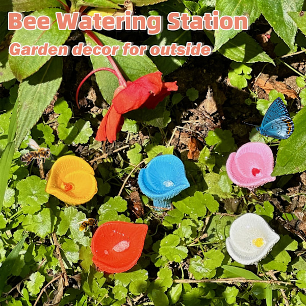 5-pakning drikkestasjon for bier, hagebiekopp, bie sommerfugl drikkestasjon bie vanndispenser for utendørs hagedekorasjon yellow
