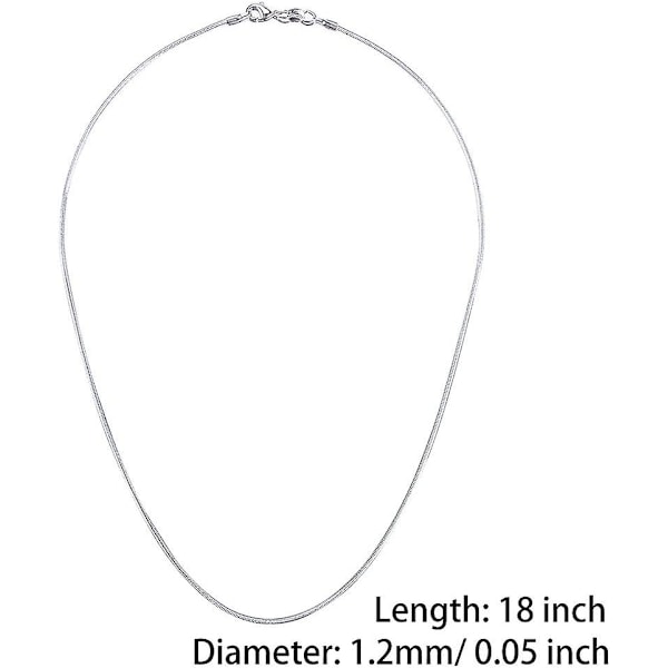 12 st Silverpläterade 1,2 mm Ormkedjor: 45 cm Kedjor med Karbinhake för Smyckestillverkning
