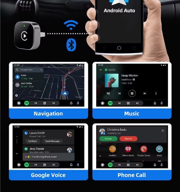 2-i-1 Trådlös CarPlay-adapter och Android Auto Trådlös Adapter – Smart Mini Box USB-dongel med Plug & Play och Snabb WiFi-anslutning{F3}