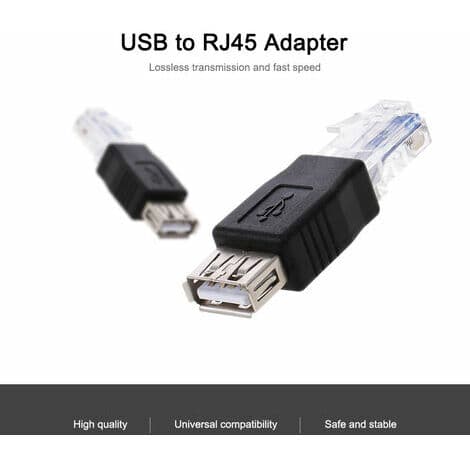 USB–RJ45-sovitin, USB 2.0 -naaras Ethernet RJ45 -urossovitin, musta