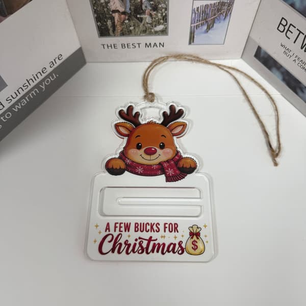 Akryl Kontantpresenthållare Prydnad, Julpengahållare för Presentgivning Gingerbread 10*15.5cm