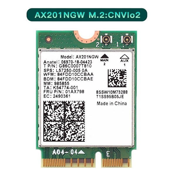 Wi-Fi 6 Ax201 M.2 Key E Cnvio 2 Wifi-kort Dubband 3000 Mbps Trådlöst för Bluetooth 5.0 Ax201ngw,wi