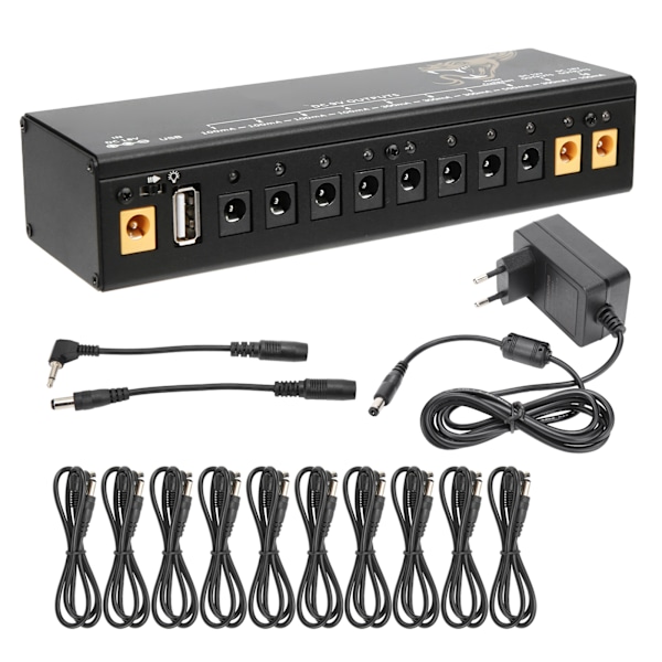 Pedal Strömförsörjning Elektrisk Gitarr Effektpedal Kortslutnings-/Överströmsskydd 100-240V EU-kontakt
