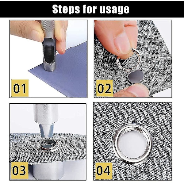 100 kpl niittisarja, 6 mm metalliset ompeluniitit 3 niittityökalulla