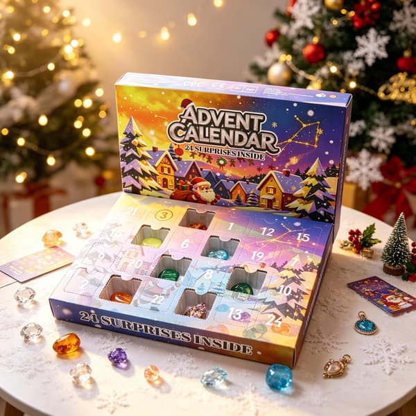 Jule-nedtællingskalender Blind Box, Krystal Ædelsten Julekalender til Børn B
